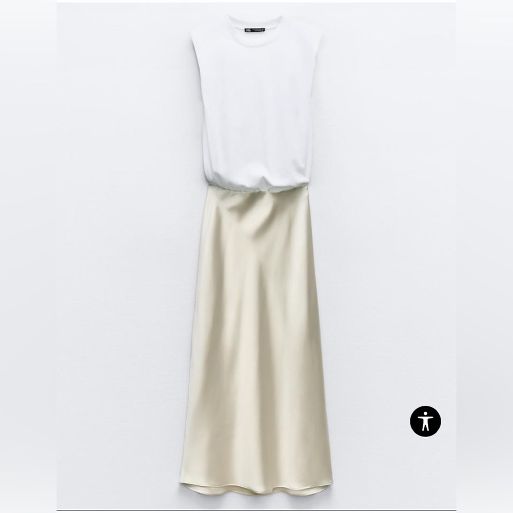 Zara White and Cream Maxi Dress
